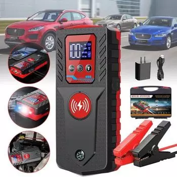 Стартер, пиковый ток 3000 А, 10 000 мАч, автомобильный аккумулятор, стартер до 6,0 л бензина, аккумуляторный блок стартера 12 В, портативный стартер со светодиодной подсветкой EU Plug