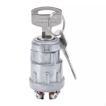 Starter Switch 4 Position Spare Parts Weatherproof Engine Start with Key for JK424 Tractor