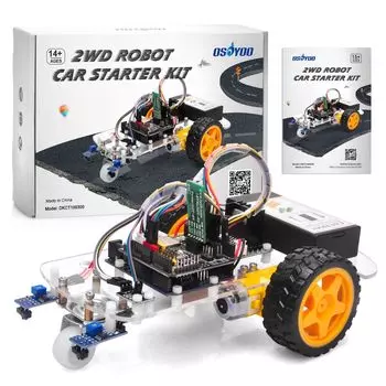 Стартовый комплект OSOYOO 2 Wheel Drive Smart Robot Car, совместимый с Arduino, проект UNO R3, комплект 2WD Smart Robot Car, открытый исходный код, образовательный робот, образовательный