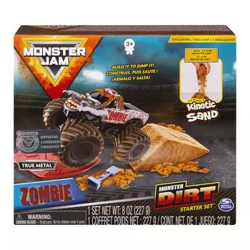 Стартовый набор Monster Jam Zombie Monster Dirt с 8 унциями Monster Dirt и официальным масштабным литым грузовиком 164