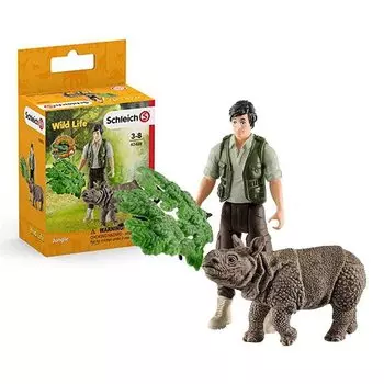 Стартовый набор Schleich Wildlife Ranger и Indian Rhino, фигурка 42428