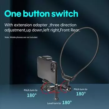 STARTRC POV Держатель для шеи Крепление для ожерелья Нагрудный держатель с зажимом для телефона Вертикальный/горизонтальный чёрный