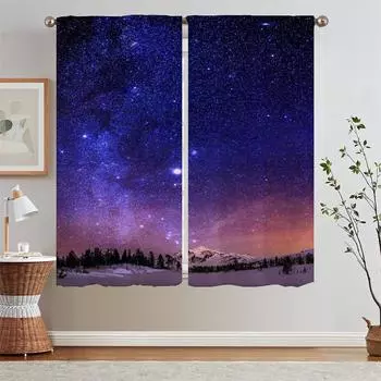 Stary Sky Curtains for Living Room 2 Pieces Free Shipping Curtain Rods Blinds Modern Home Decoration Window Sheer Curtains Blind W50xH70cmx2pcs-CL