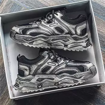 Старые мужские туфли 2024 года, осень, новые мужские спортивные туфли, папины туфли, мужские ретро-туфли с увеличенным голенищем, повседневные универсальные туфли 39 серый