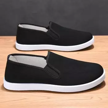 Старые пекинские матерчатые туфли мужские однопедальные матерчатые туфли мужские рабочие туфли повседневные дышащие туфли на мягкой подошве парусиновые туфли для папы 38
