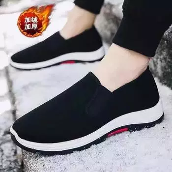 Старые пекинские тканевые туфли мужские бархатные однопедальные хлопковые туфли мягкие подошвы повседневные рабочие туфли дышащие лазанья черные тканевые туфли 38