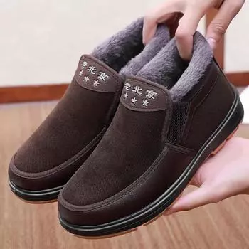 Старые пекинские тканевые туфли мужские зимние бархатные теплые говяжьи сухожилия нескользящие в пожилом возрасте повседневные мужские хлопковые туфли для папы 39