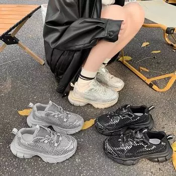 Старые ретро-туфли для папы, женские, весна 2025, новые модные туфли, повседневные, универсальные, толстая подошва, универсальные, спортивная обувь 35 серый