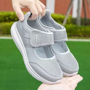 Старые туфли из ткани на плоской подошве, удобные, универсальные, удобные, летние, с ажурной сеткой, для мам среднего и пожилого возраста 35 белый