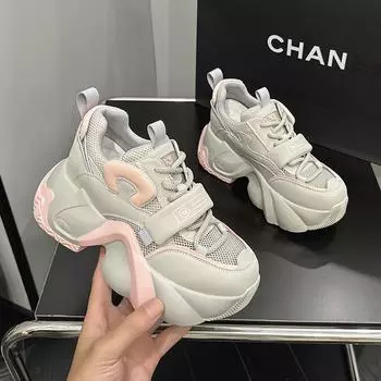 Старые туфли женские на толстой подошве;Повседневная спортивная обувь увеличивает женскую обувь 33