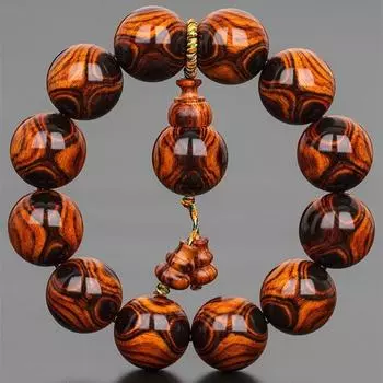 Старый материал, фиолетовый мужской браслет, бусина Будды, дерево Хуанхуали, 20 мм, браслет с гримасой, Хайнаньский узор, гримаса с глазу на глаз, масло груша, морской желтый