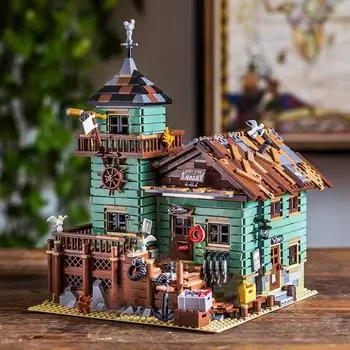 Старый рыбацкий дом с видом на улицу, городской дом, архитектура, серия для мальчиков и девочек, собранные взрослые высокотехнологичные строительные игрушки