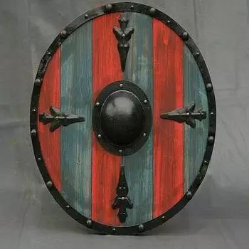 Старый щит Готовый к бою Щит викингов Средневековый деревянный щит Тяжелый щит 60,96 см