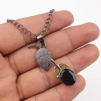 Statement Pendant Black onyx Gemstone 925 Sterling Silver Jewelry Handmade Gift PP-55-16