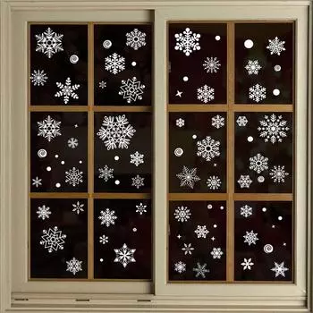 Статическая наклейка для вечеринки, новогоднее украшение для окон, украшения в виде лося, большая снежинка, настенная наклейка из ПВХ, стекла, Санта, дома, украшения на Рождество 17