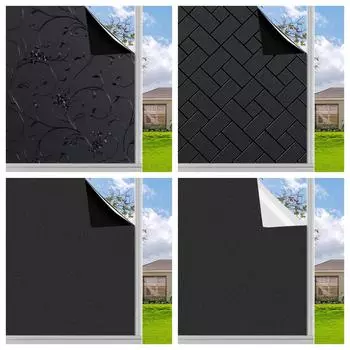 Статическая пленка для окон, полностью затемняющая, 100% блокирует свет, без клея, черная тонировка для окон для затемнения домашней комнаты 30x100 cm