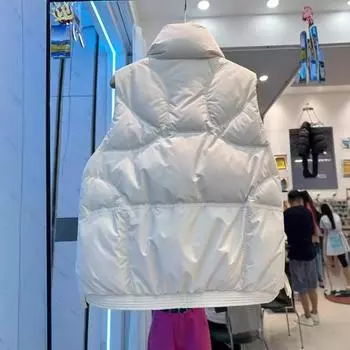 Station 2024 осень-зима новый женский пуховый жилет короткий модный свободный жилет воротник-стойка короткое пальто S