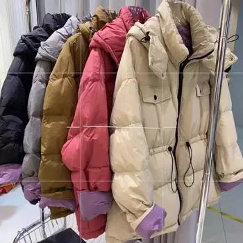 Station 2024 зима новый цвет соответствующий капюшон завязывающийся на талии тонкий средний и длинный белый утиный пуховик женский прилив S recommends within 62.5 kg серый