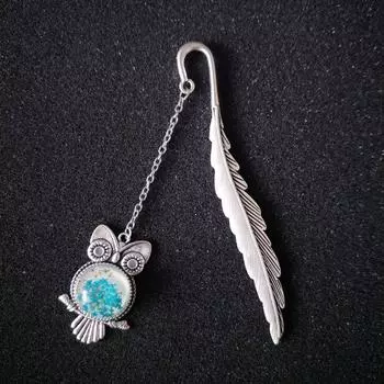 Stationery Pendant School Teachers Gift Metal Bookmark Luminous Bookmark Bookmark Feather Bookmarks silver owl