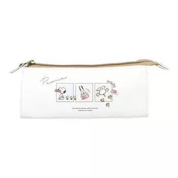 Stationery Triangular Pen Pouch Snoopy Comic Faux Leather White Multicolor [T S Factory]