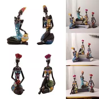 Статуэтка африканской женщины, статуя из смолы, племенной женский декор, коллекционное искусство, подарок, уникальное украшение из смолы для офиса B