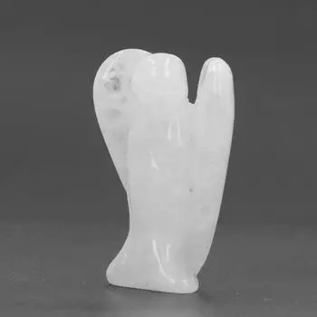 Статуэтка ангела из хрусталя, 2 дюйма, статуэтка ангела-хранителя, успокаивающий настроение, карманный лечебный камень, белый кристалл