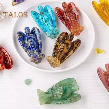 Статуэтка ангела из натурального камня с положительной исцеляющей энергией, вырезанная вручную из цветного искусственного хрусталя, крылатая статуэтка ангела-хранителя, украшение для домашнего офиса и рабочего стола зелёный