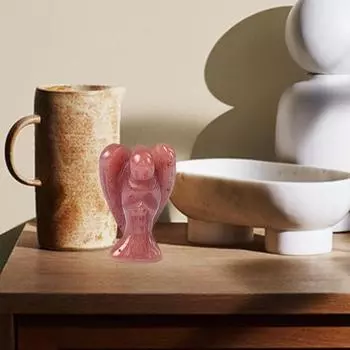 Статуэтка Ангела из натурального камня с положительной исцеляющей энергией, вырезанная вручную, цветная, искусственный кристалл, мини фиолетовый