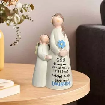 Статуэтка ангела из смолы, статуэтка ангела матери и дочери, настольное украшение, символ любви матери и дочери, подарок
