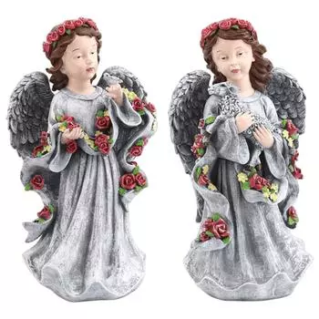Статуэтка ангела из смолы, статуя ангела, украшение для сада на открытом воздухе для крыльца на заднем дворе B