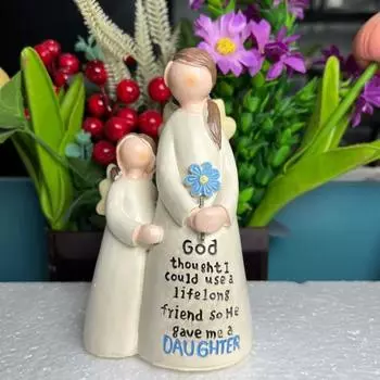 Статуэтка ангела из смолы Yousheng, статуэтка ангела матери и дочери, настольное украшение, символ любви матери и дочери, подарочное украшение для домашнего декора A