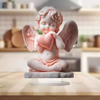 Статуэтка ангела-купидона Yousheng, плоская акриловая 2D-статуэтка херувима, настольное украшение ангела с сердечком для домашнего декора, подарок на День святого Валентина A