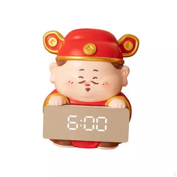 Статуэтка бога удачи, скульптура, светодиодные часы, креативная смола, декор в стиле фэн-шуй, настольное украшение, статуэтка