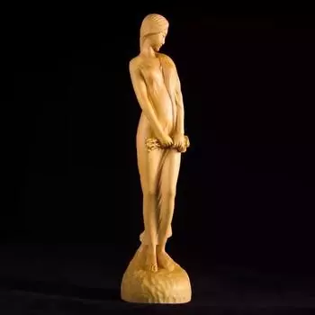 Статуэтка богини из цельного дерева, пасторальная девушка в цветочном сезоне, милая домашняя комната, офисные художественные украшения, бесплатная доставка