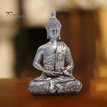 Статуэтка Будды для медитации, смоляная статуя сидящего Будды со скрещенными ногами, скульптура для домашнего офиса, книжной полки, украшения рабочего стола, орнамент A