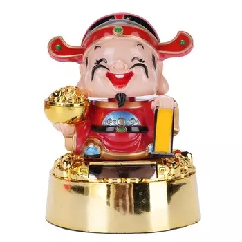 Статуэтка Цай Шэня на солнечной батарее, кивающая, талисман удачи, украшение для автомобиля, украшение для дома, тип Восточной дороги