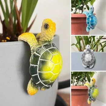 Статуэтка черепахи, цветочный горшок, ваза, подвесной горшок, черепаха, статуэтка морского животного, скульптура, украшение для внутреннего и наружного сада, орнамент зелёный