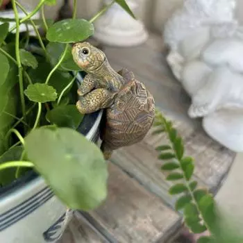 Статуэтка черепахи Yousheng, статуэтка черепахи из смолы, вешалка для цветочного горшка, декор для кашпо, мини-скульптура черепахи для вазы, аквариума Tortoise