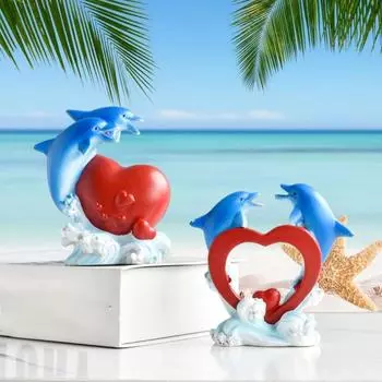 Статуэтка дельфина из смолы, мультяшная скульптура морского животного, живая статуэтка дельфина для спальни Style 2