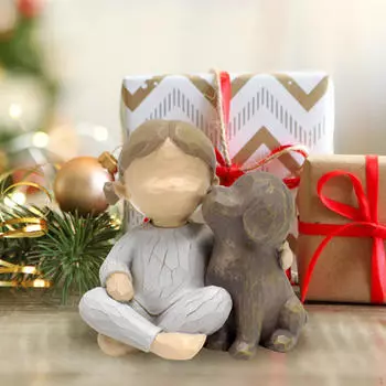 Статуэтка «Девочка и собака», маленькая фигурка, украшение на память о потере подарка, смола для мемориала «Дружба»