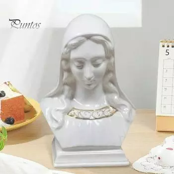 Статуэтка Девы Марии Иисуса из смолы, винтажная религиозная скульптура, домашний декор, бюст Иисуса, украшение стола для христианской семьи, религиозные обстановки C