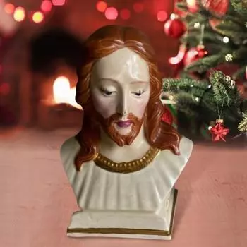 Статуэтка Девы Марии Иисуса из смолы, винтажная религиозная скульптура, домашний декор, бюст Иисуса, стол C