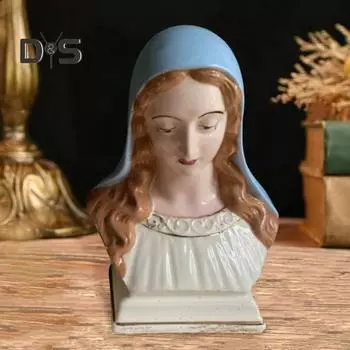 Статуэтка Девы Марии Иисуса из смолы, винтажная религиозная скульптура, домашний декор, бюст Иисуса, украшение стола для христианской семьи, религиозные обстановки C