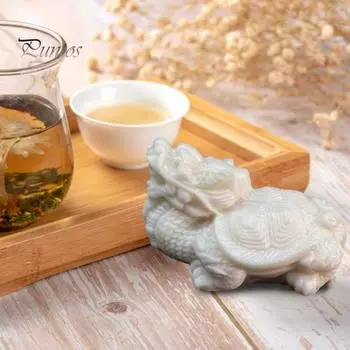 Статуэтка для чайной церемонии в виде черепахи-дракона, сделанная вручную, для украшения рабочего стола в офисе и гостиной A