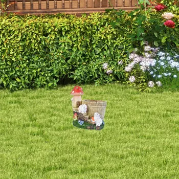 Статуэтка для сада животных с солнечными лампами, поделки, украшения, скульптуры из смолы, кашпо, горшки Style A