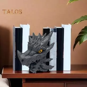 Статуэтка дракона, держатель для книг, смоляная фигурка дракона, органайзер для книжной полки, коллекционная подставка для книг, держатель для книг для гостиной, бара, кабинета, подарок любителям драконов чёрный/красный