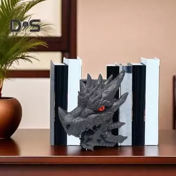 Статуэтка дракона, держатель для книг, смоляная фигурка дракона, органайзер для книжной полки, коллекционная подставка для книг, держатель для книг для гостиной, бара, кабинета, подарок любителям драконов жёлтый/чёрный