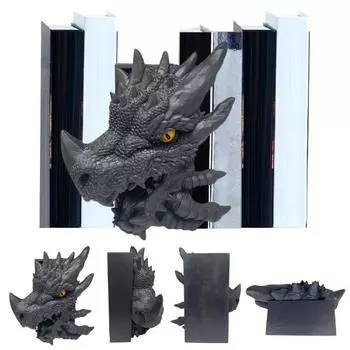 Статуэтка дракона, держатель для книг, смоляная фигурка дракона, органайзер для книжной полки, коллекционная подставка для книг, держатель для книг для гостиной, бара, кабинета, подарок любителям драконов чёрный/красный