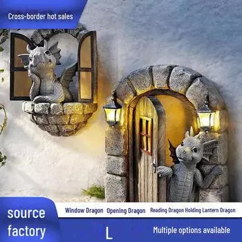 Статуэтка дракона-динозавра, украшение для сада во дворе Reading Dragon 15cm