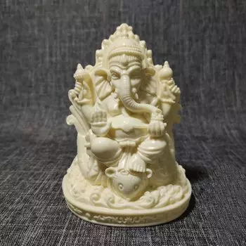 Статуэтка Ганеши, индийский бог, слон, статуя Будды, предмет для интерьера, настольная, удача, увеличение денежной удачи 11,5 см (Кокосовый фрукт)